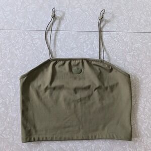 Adidas Originals L Crop Tube Tank Bandeau Top Adjustable Straps Army Olive Green